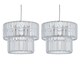 image 1 of Set of 2 Clint - Clear Acrylic Crystal Two Tier Easy Fit Pendant Shades | Clear | Chrome | Medium | 2