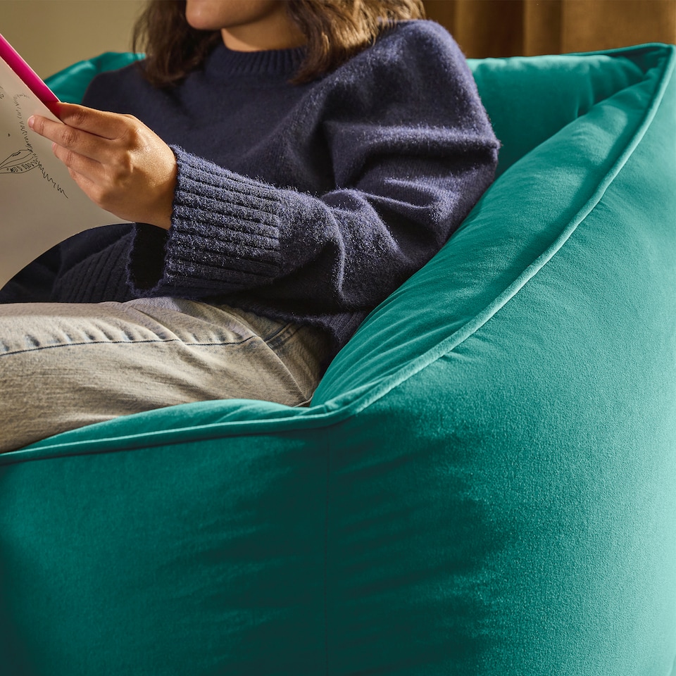 image 1 of icon Natalia  Velvet Armchair Bean Bag, Teal