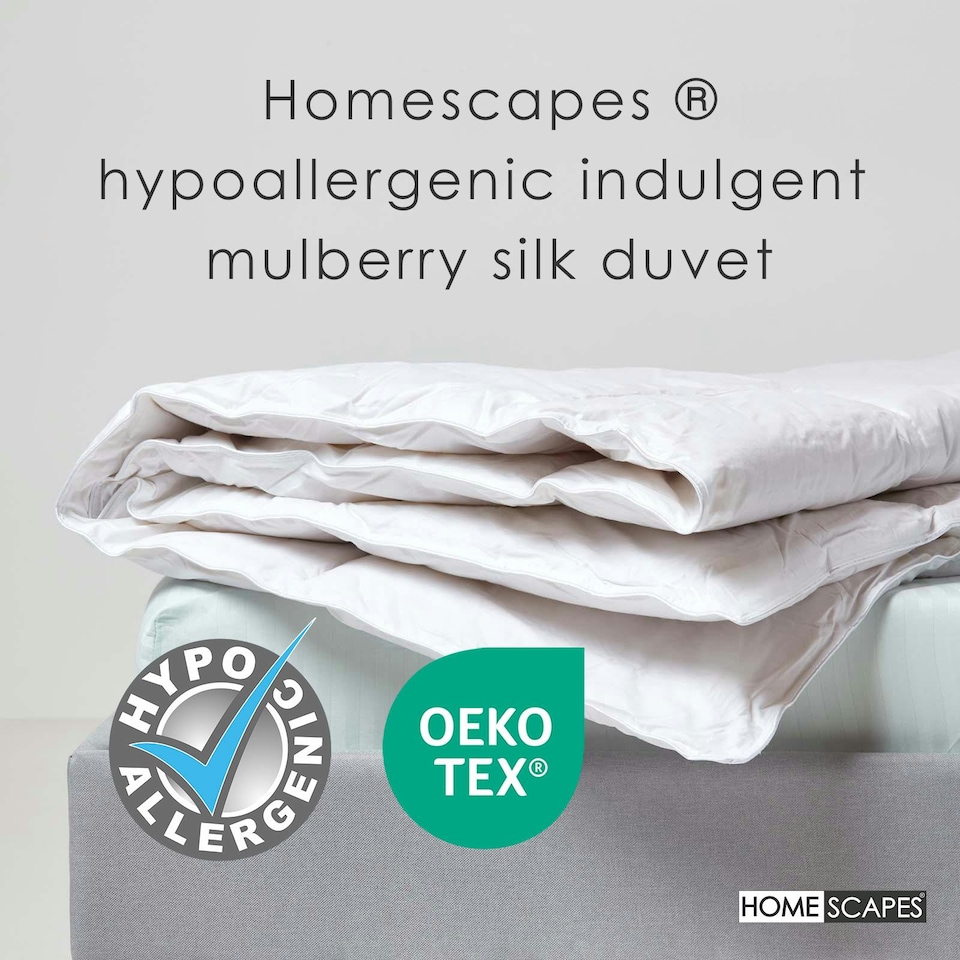 image 1 of Homescapes 4.5 Tog Duvet Luxury Mulberry Silk for Spring or Summer Lightweight Hypoallergenic, Super King | White | Super King
