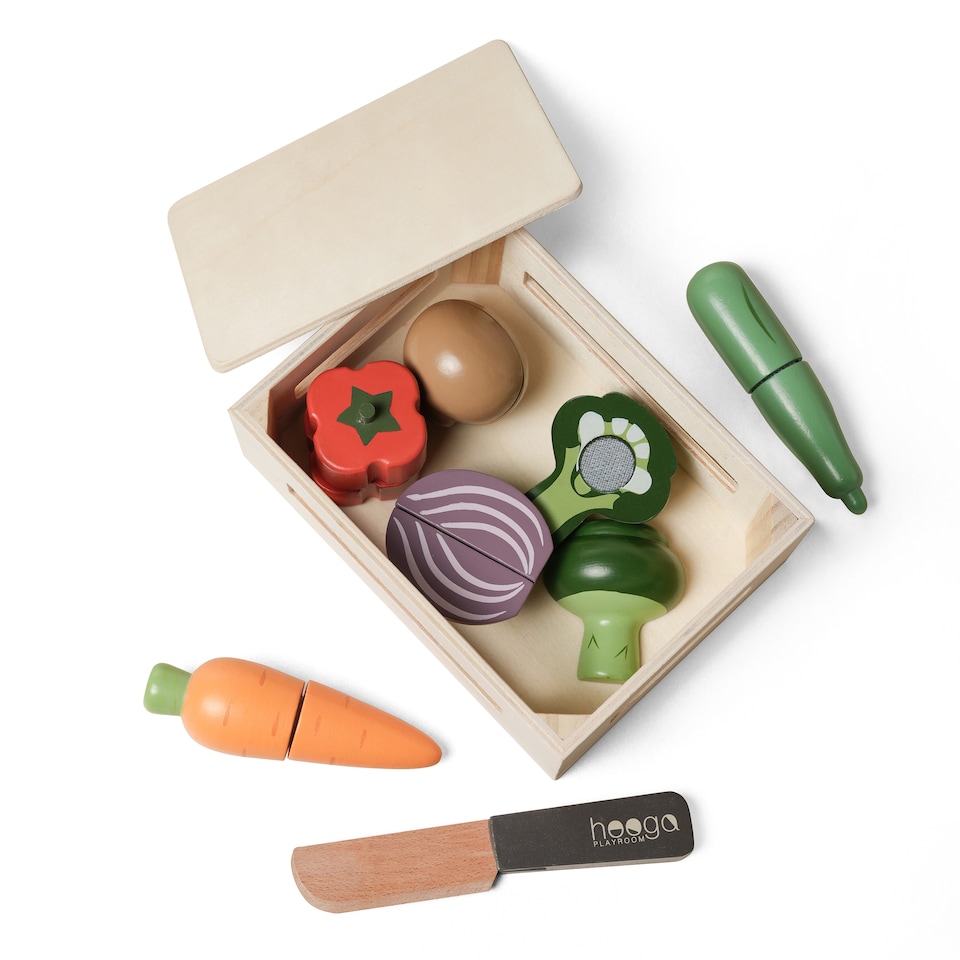image 1 of Hooga Playroom Cutting Play Food - Role Play Wooden Vegetables