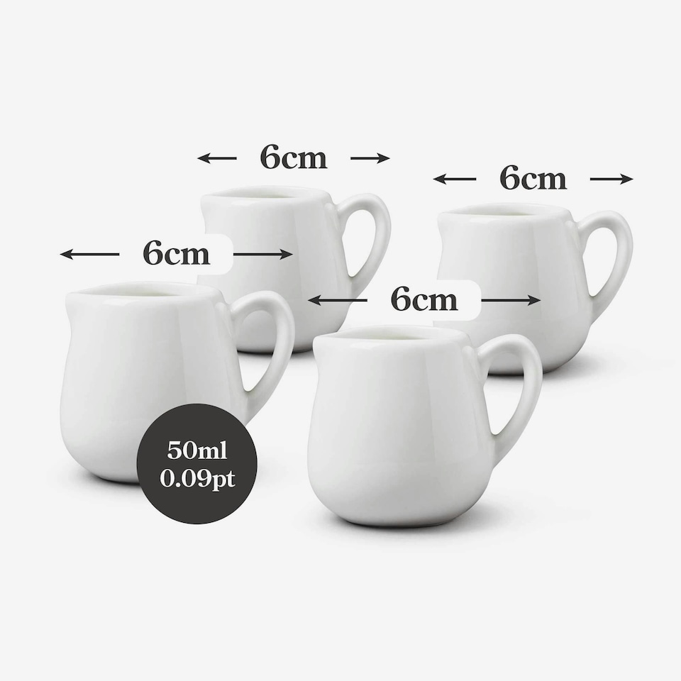 image 1 of Wm Bartleet & Sons Porcelain Bellied Creamer Jug (30ml), Set of 4