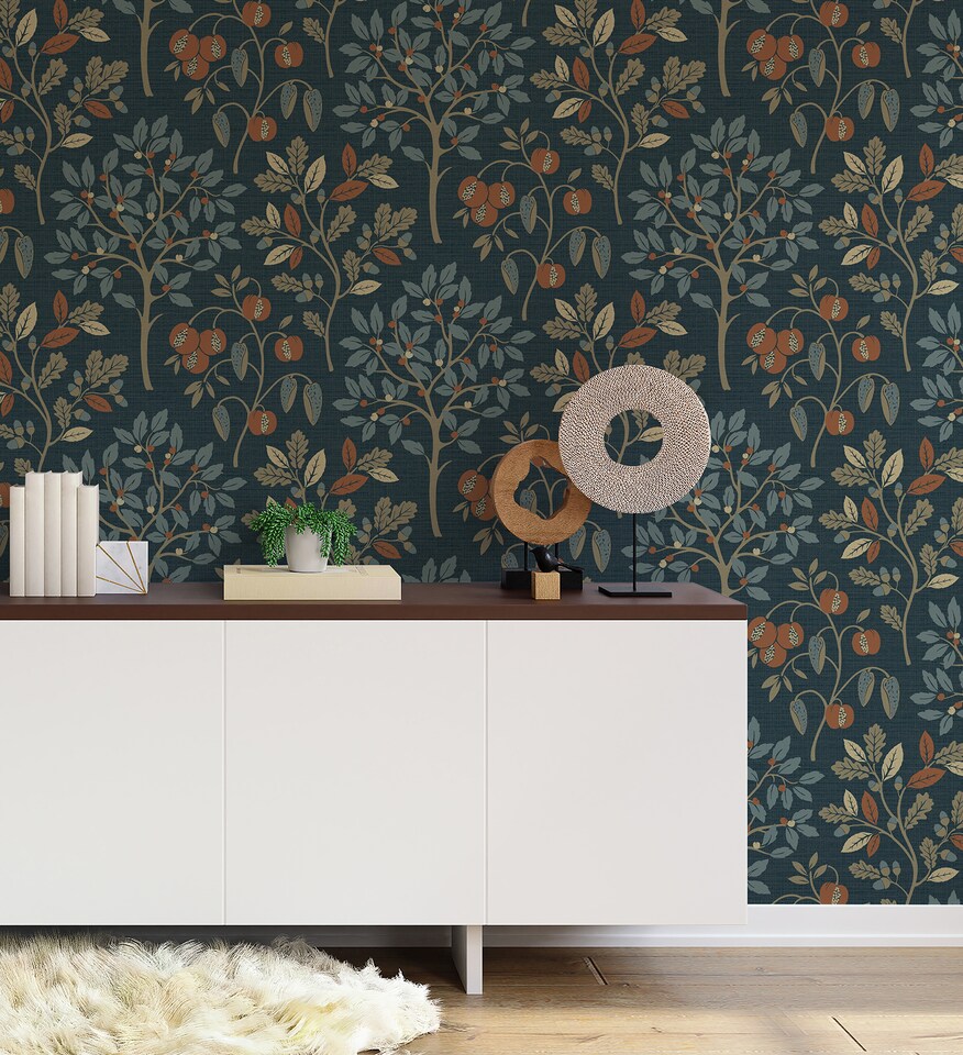 image 1 of CROWN ROWAN AUTUMN TREES NAVY