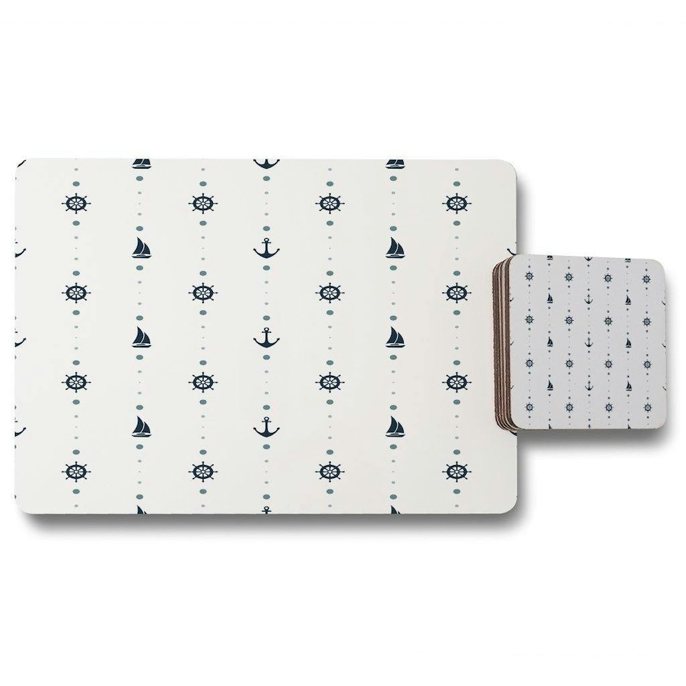 image 1 of Anchor, Wheel, Sailboat (Placemat & Coaster Set)