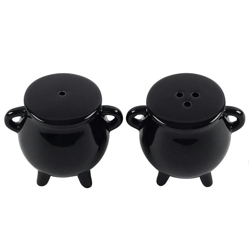image 1 of Something Different Cauldron Cruet Set - Black - One Size