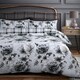 image 2 of Velosso Cassia Floral Reversible Printed Cotton Blend Duvet Cover and Pillowcase Set Grey | King