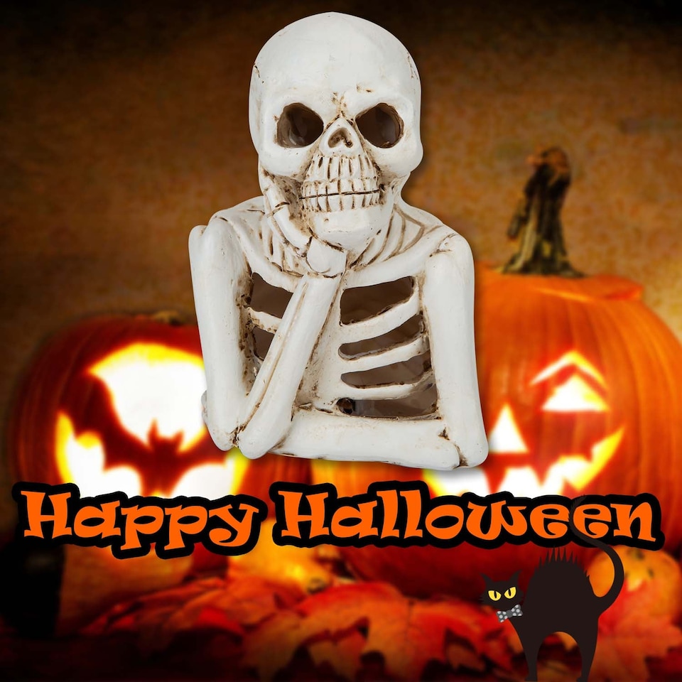 image 1 of PMS Halloween LED Skeleton Decoration Tray, White - 13 x 9 cm