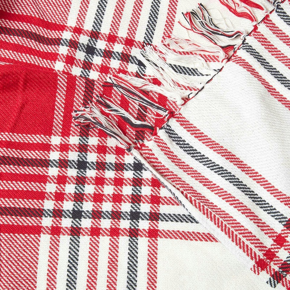 image 1 of Homescapes Red Tartan Check Sofa and Bed Throw - 150 x 200 cm | Red
