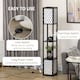 image 6 of HOMCOM Floor Lamp with Shelves, Modern Tall Standing Lamps with Fabric Lampshade, Chain Switch and Dual Light for Living Room, Bedroom, Bulb not Included, Black
