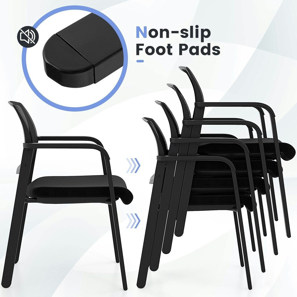 image 1 of COSTWAY Set of 2 Meeting Waiting Room Office Chairs Stackable Black