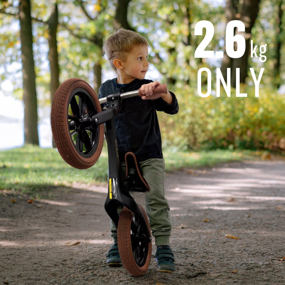 image 1 of Allis Lumi Balance Bike for 2 Year Olds with Basket & Bell - Black | Black | 12" Balance Bike | 1