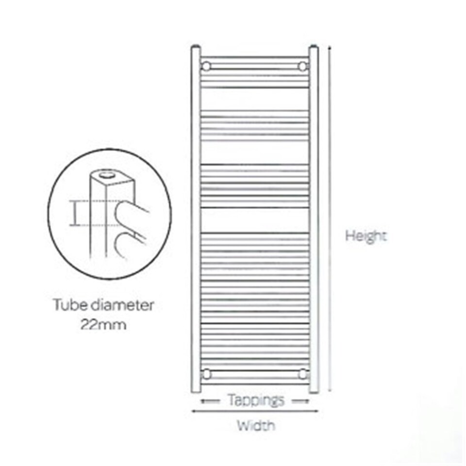 image 1 of 800mm (H) x 500mm (W) - Vertical Black -22mm - Bathroom Towel Rail - (Clifton Rail) -(0.8m x 0.5m)