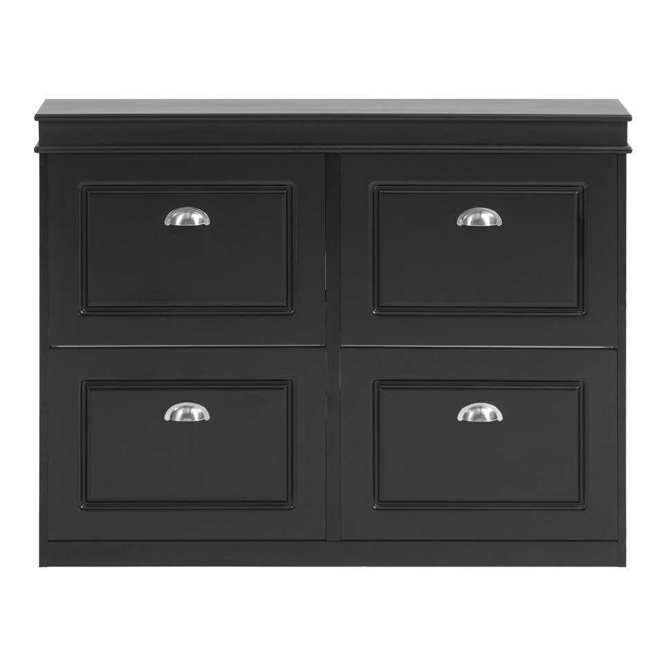 image 1 of SoBuy FSR79-SCH,4 Flip-Drawer Shoe Rack Cabinet Storage 16 Pairs | Black | Black | 1