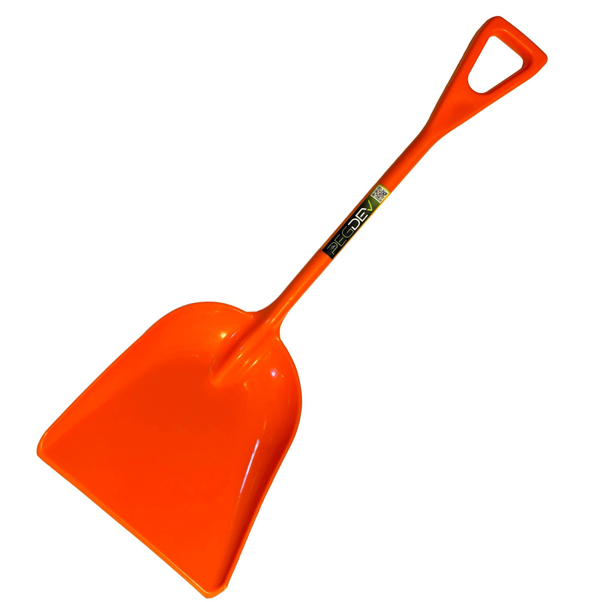 Pegdev Durable One-Piece Poly Grain Shovel Heavy Duty Orange for Industrial Use