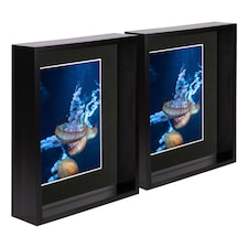 Nicola Spring 8 x 10" Deep Photo Frames - Black/Black Mount - 3D Deep Box Picture Frame Display Case (27.5 x 22.5cm) x2