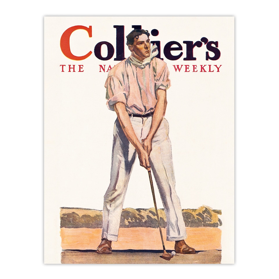 image 1 of Vintage Magazine Cover Golfer Wall Art Print Edward Penfield 18x24"