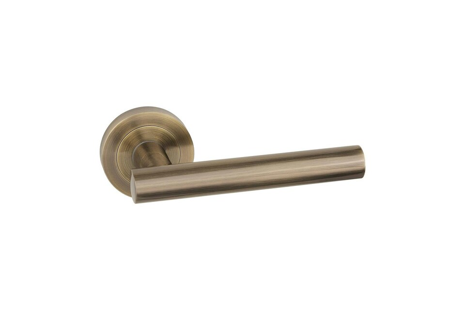 image 1 of Golden Grace 4 Pair Straight T-Bar Design Classic Door Handles in Antique Brass Finish with Spindle and Fixings | Bronze | 4 Pairs