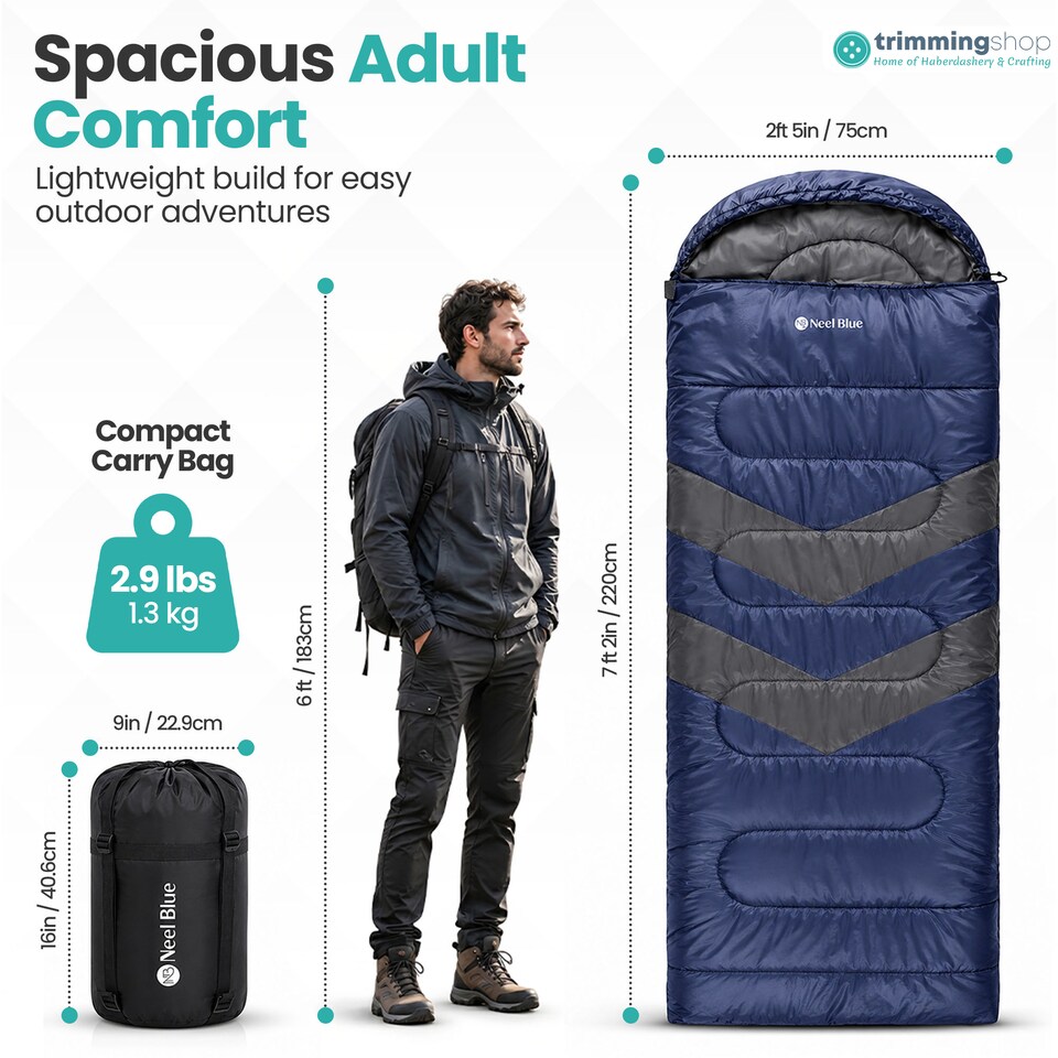 image 1 of 4 Season Waterproof Backpacking Sleeping Bag for Single Adults - 6ft