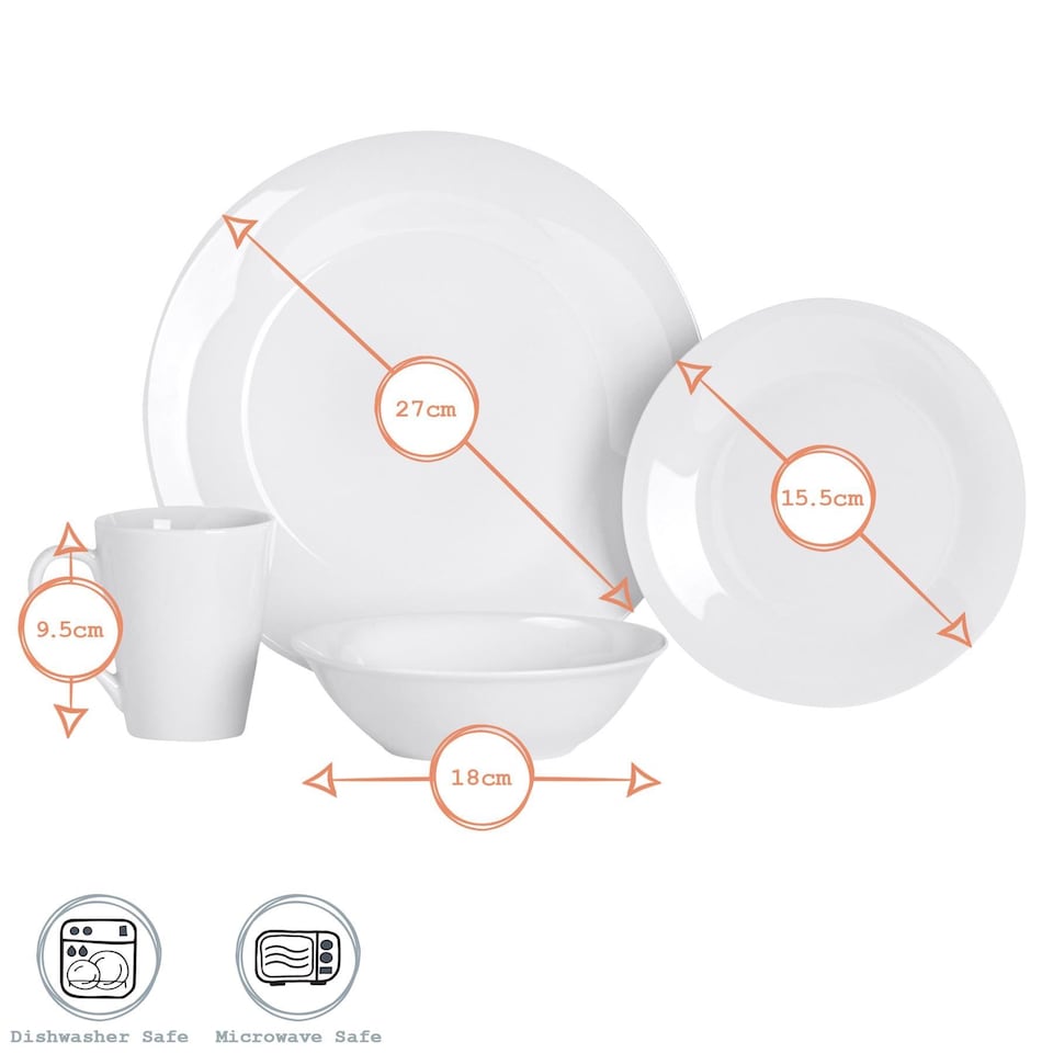 image 1 of Argon Tableware 16 Piece Classic White Dinner Set