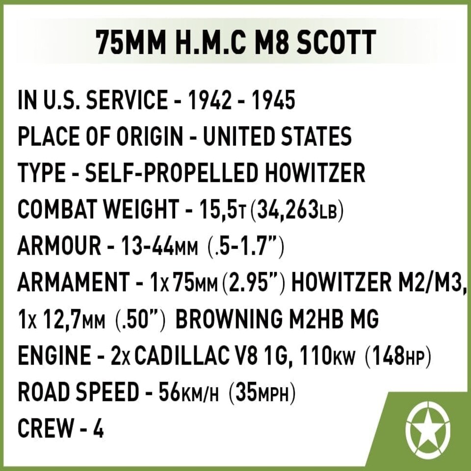 image 1 of H.M.C M8 Scott brick tank model - COBI 2279 - 525 bricks