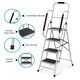 image 7 of Gr8 Home 4 Step Ladder Folding Stool Non Slip Tread Steel Foldable Home DIY With Handrail