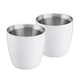 image 1 of Set of 2 Stainless Steel Espresso Coffee Cups – 90ml Double Wall Insulated Mini Drinking Mugs White