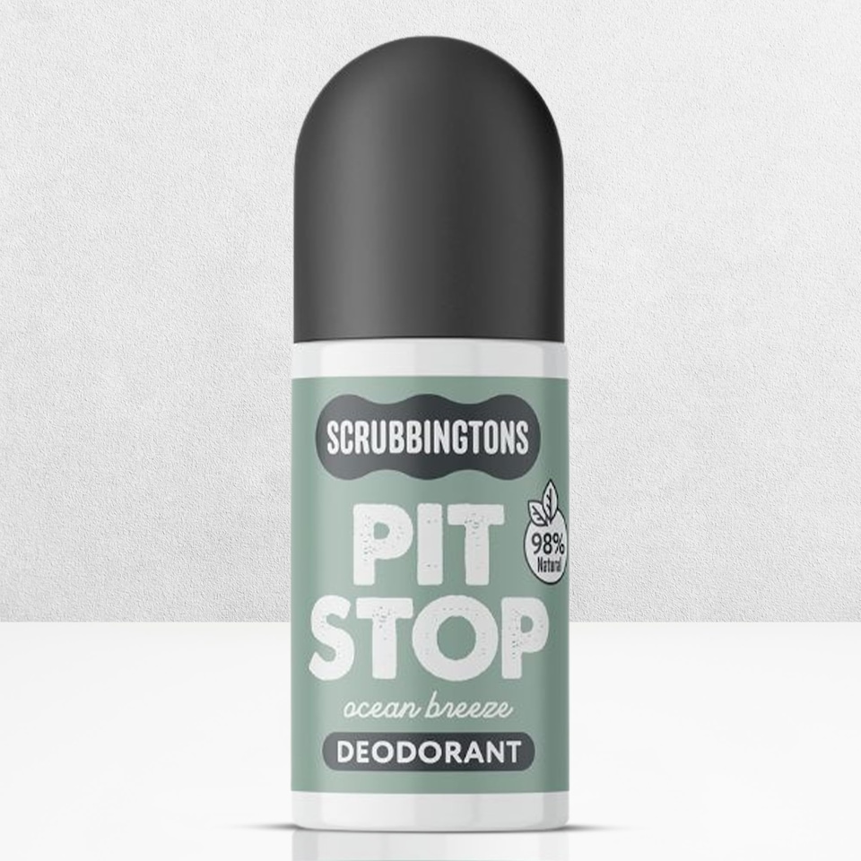 image 1 of Scrubbingtons Pit Stop Natural Deodorant For Women, Men, Roll On For Sensitive Skin Made in UK Paediatrician approved, Aluminium & Alcohol Free, Vegan & Cruelty Free, Ocean Breeze 75ml | Multi | 1