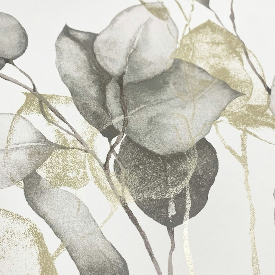 image 1 of Muriva Eucalyptus Wallpaper - Natural/Gold - One Size