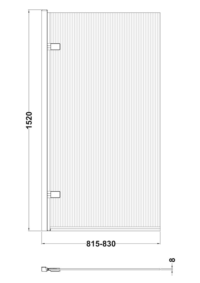 image 1 of Balterley Modern Toughened Safety Glass Square Hinged Fluted Bath Screen | Black | Matt Black | 1