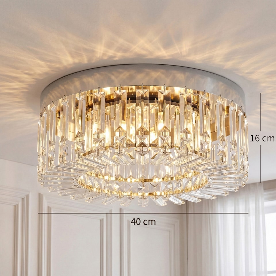 image 1 of HOMCOM Crystal Ceiling Light with 160 Crystal Pendants