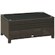 image 1 of Outsunny Garden Rattan Side Table,Wicker Coffee Desk, Glass Top, Mixed Brown