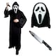 image 1 of Screaming Ghost Face Killer Costume with Knife Black | L