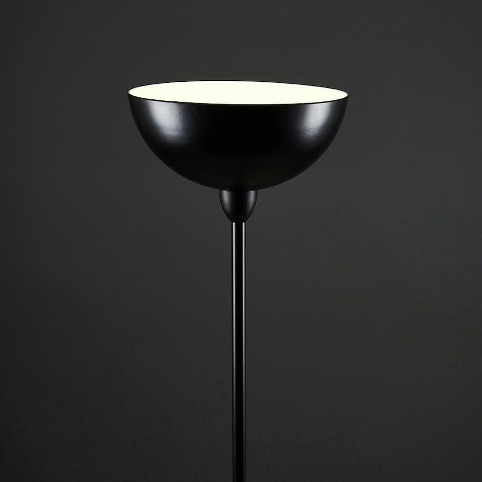 image 1 of ValueLights Matte Black Uplighter Floor Lamp Bowl Shaped Shade Black