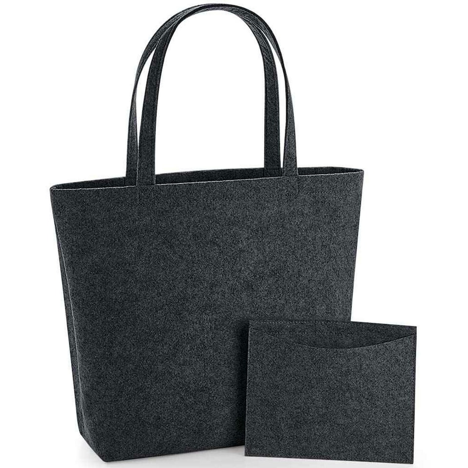 image 1 of Bagbase Felt Shopper - Charcoal Melange - One Size Grey