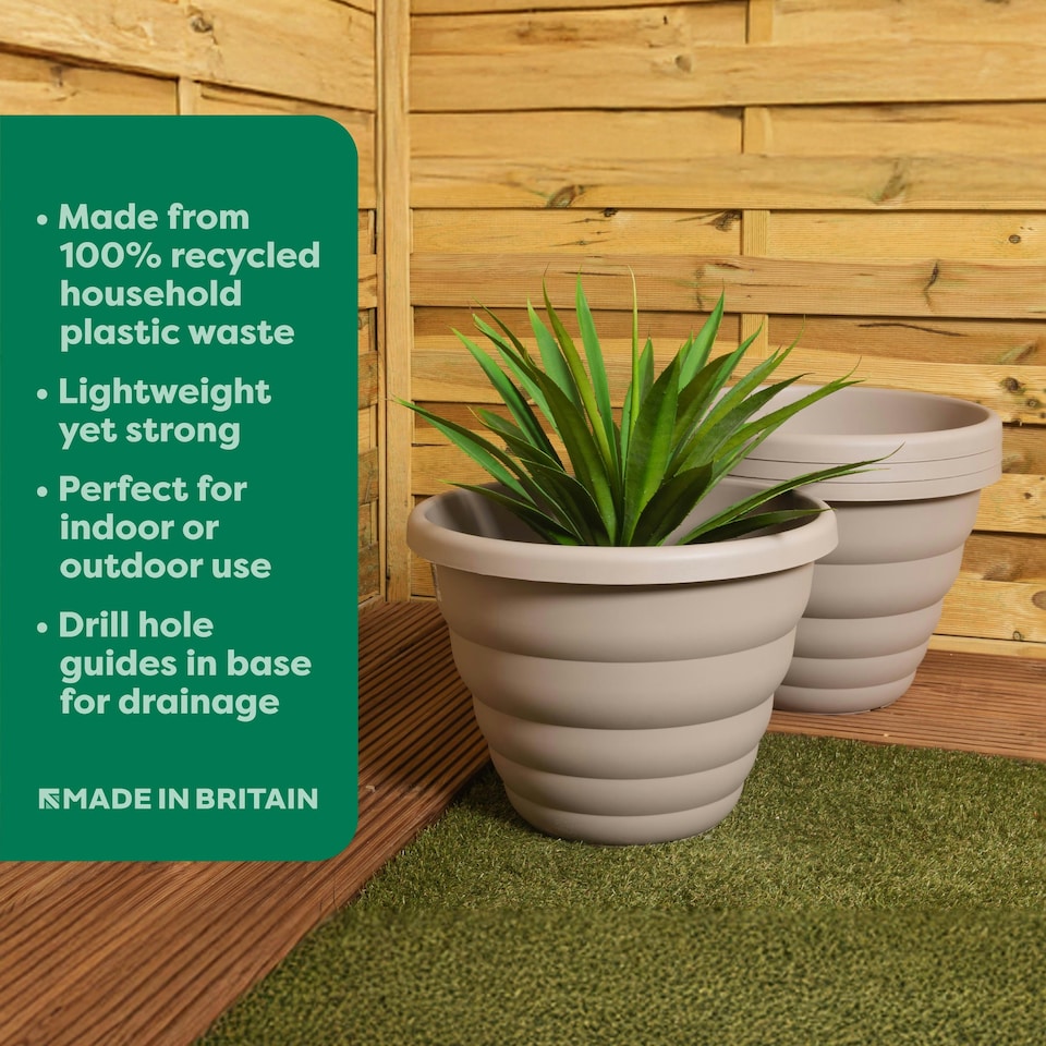 image 1 of Beehive 4x 48cm Round Plastic Garden Planter Grey