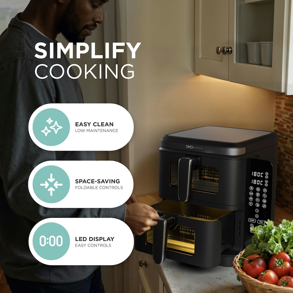 image 1 of DMD 11L Vertical Dual Stacked Air Fryer with 12 Cooking Functions