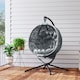 image 8 of Outsunny Outdoor Hanging Chair, Swing Chair with Metal Stand, Thick Padded Cushion, Foldable Basket and Side Pocket, for Indoor and Outdoor, Charcoal Grey | Grey | Charcoal grey