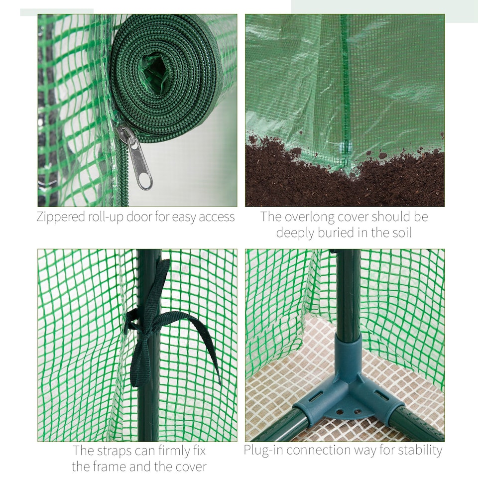 image 1 of Outsunny 100 x 50 x 150cm Greenhouse w/ Zipper Roll-up Door Outdoor Green | Green