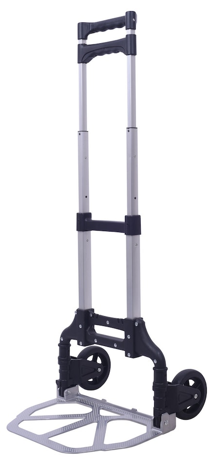 image 1 of Workhorse Mini Compact Folding Sack Truck - Telescopic Handle with 2 Solid Tyres, 60kg Capacity | Silver