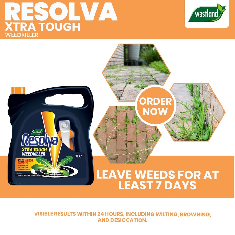 image 1 of Resolva Pro Xtra Tough Weed Killer 3L Ready to Use Fast-Acting Herbicide for Weeds Brambles & Tough Vegetation Visible Results in Hours | Yellow
