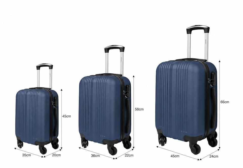 image 1 of Groundlevel Delta Stripe 3 Piece Luggage Set 4 Wheel Spinners Travel Suitcases | Blue