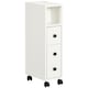 image 1 of kleankin Slimline Bathroom Storage Unit w  2 Drawers 2 Open Compartments Wheels Handles Freestanding Compact Home Office Furniture White