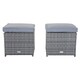 image 2 of Charles Bentley Garden Outdoor Pair of Rattan Footstools Grey