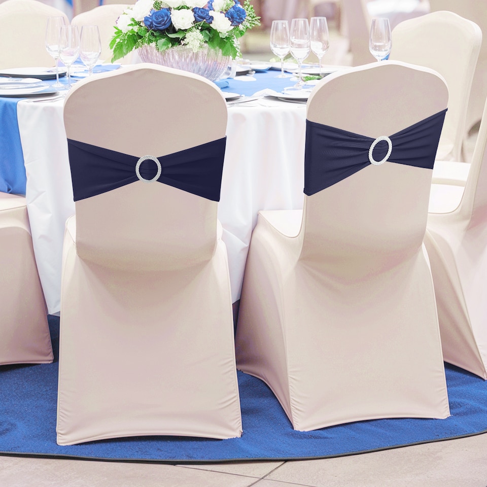 image 1 of 13"x5" Spandex Chair Bands with Slider Buckle, Elastic Chair Sash - 10pcs