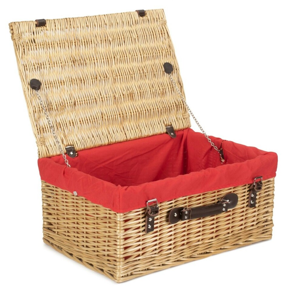 image 1 of 51cm Buff Wicker Picnic Basket with Lining Black | Black | One Size