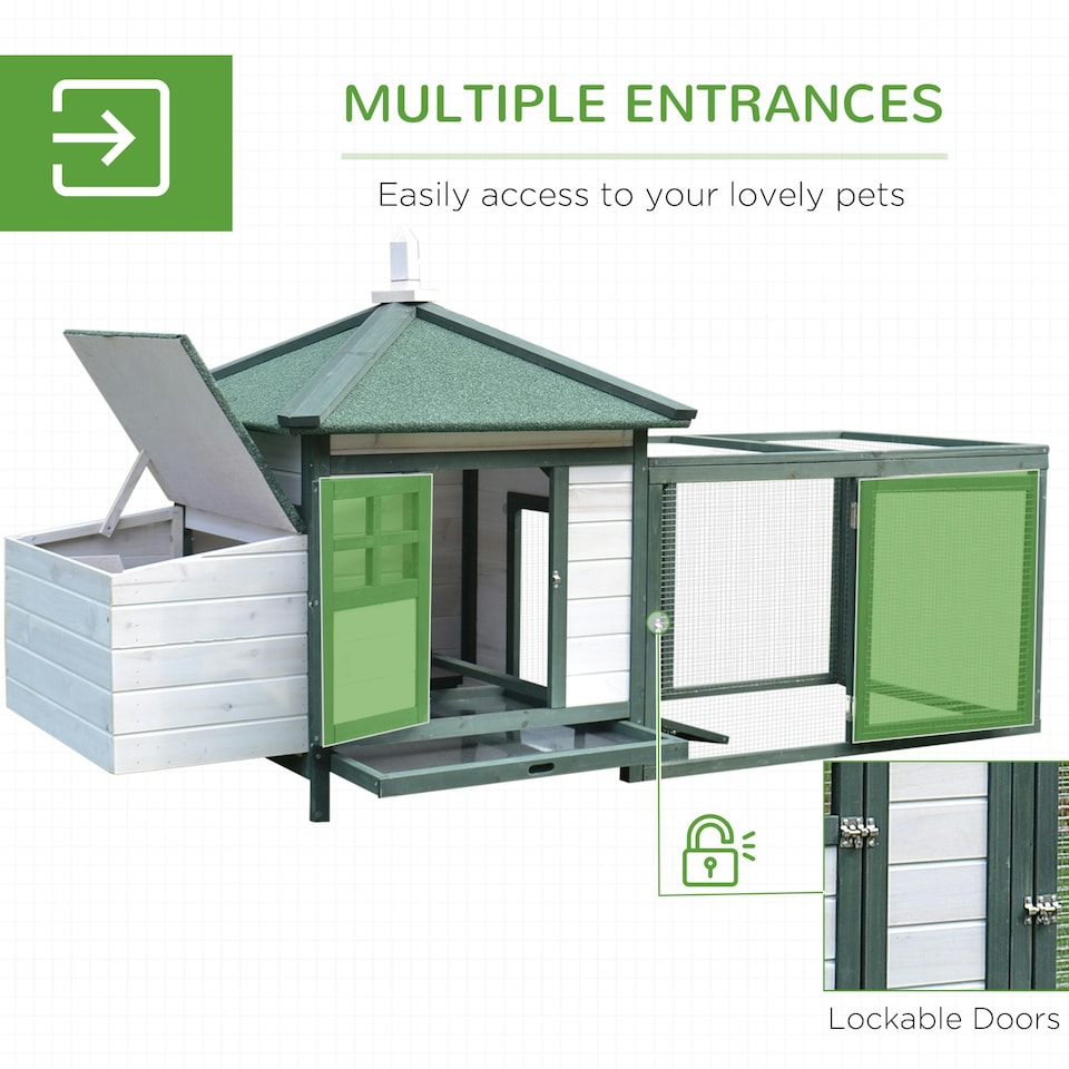 image 1 of PawHut Chicken Coop Hen Poultry House w/ Nesting Box Outdoor Run Patio Wooden