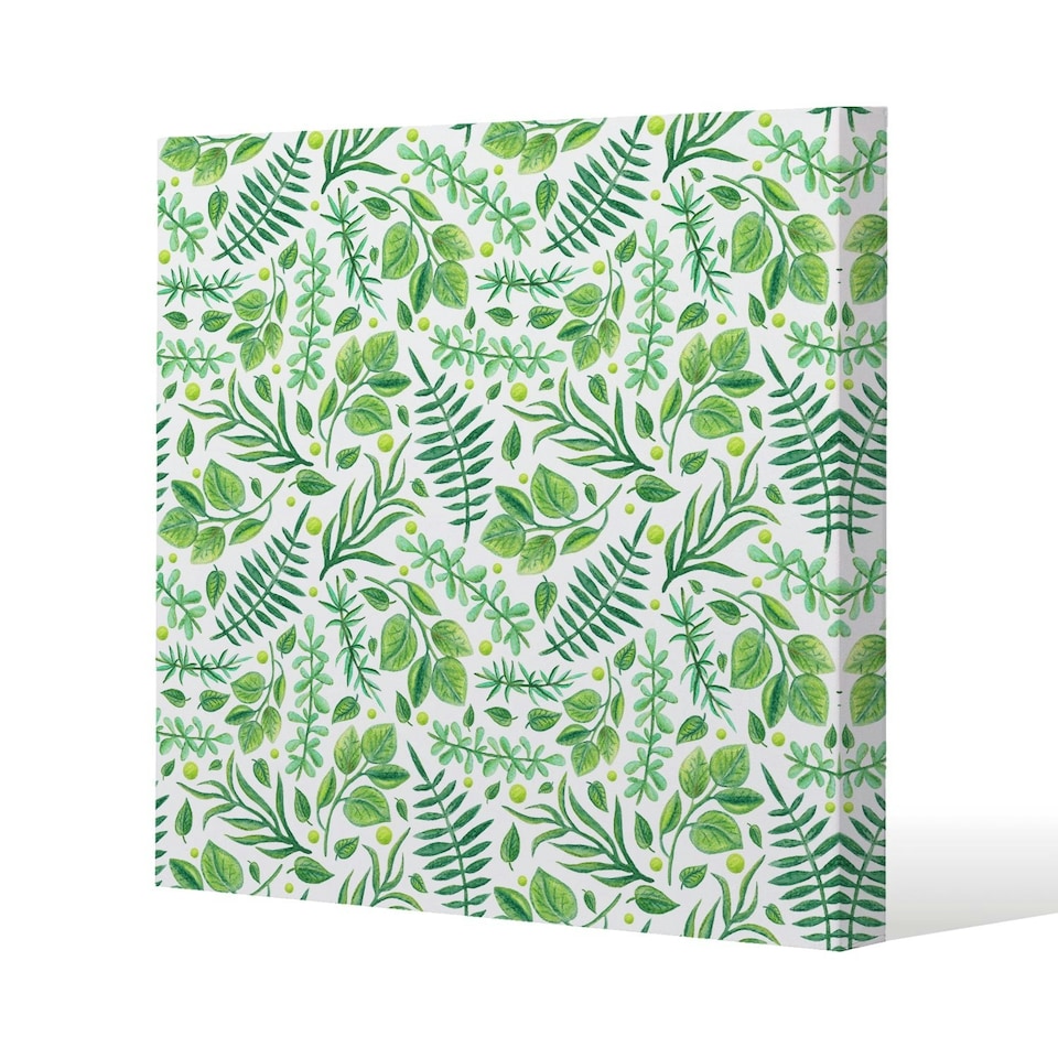 image 1 of Mixed Green Leaves (Canvas Print) 61 x 61 x 4cm