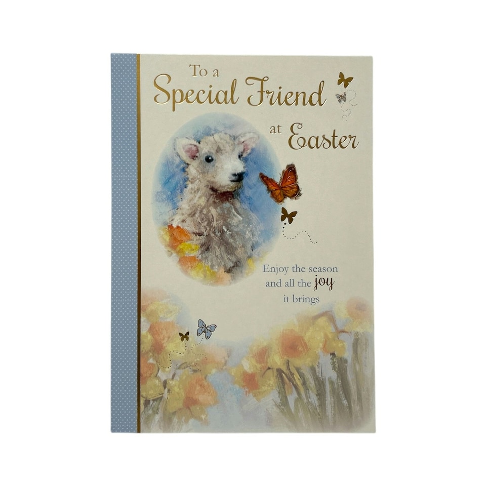image 1 of For A Special Friend Cute Lamb Floral Design Easter Card