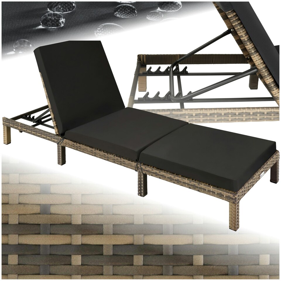 image 1 of Sun Lounger Sofia - 6-step adjustable backrest, thick padding, UV-resistant Brown | Nature