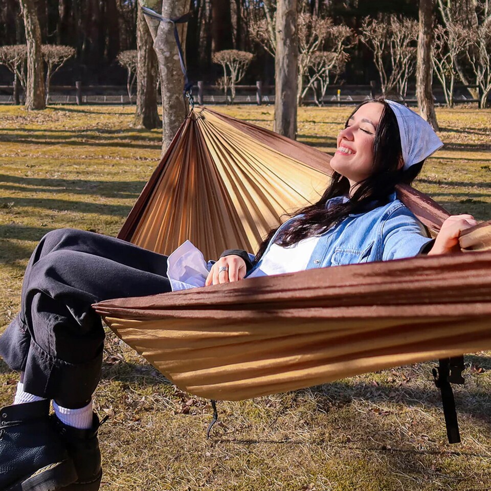 image 1 of DoubleNest Hammock - Lightweight Durable Portable Camping Hammock | Red | Red