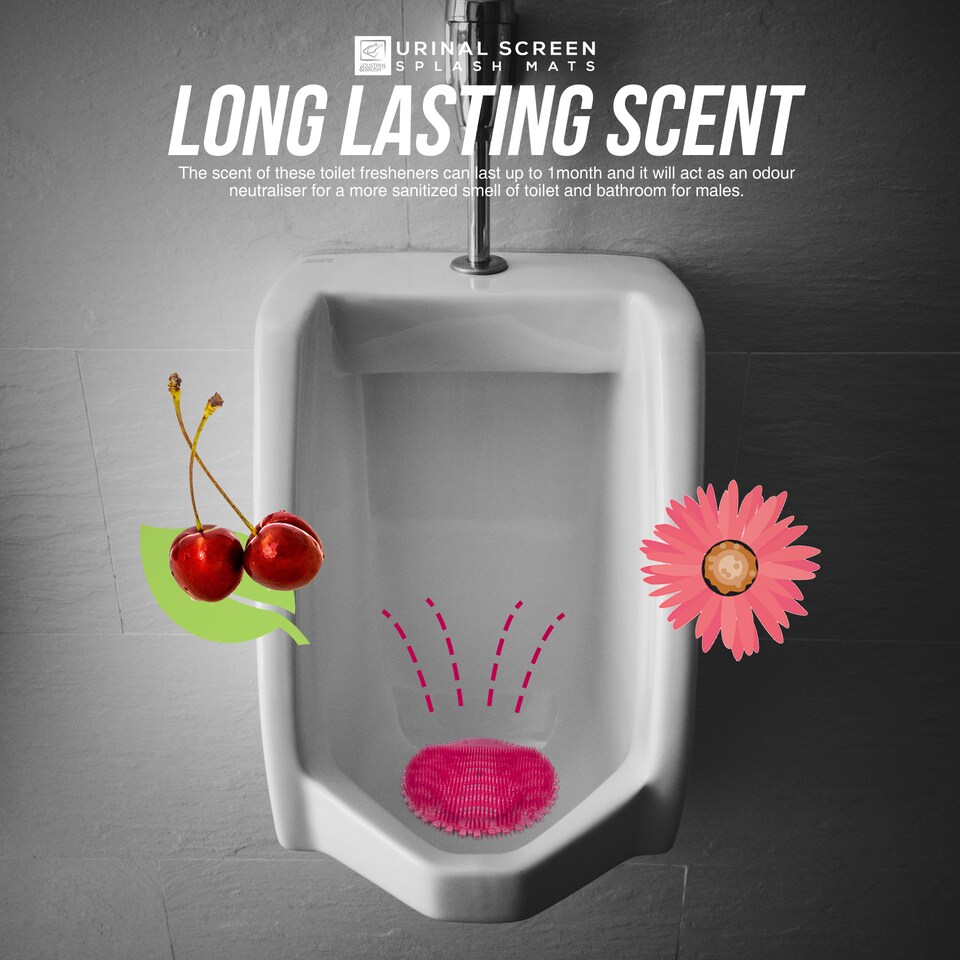 image 1 of Urinal Screen Splash Mats Scented Toilet Deodorizer and Urinal Splash Guards for Men’s Toilet